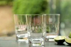 Crystal Tumblers with Lens Design, Set of Six