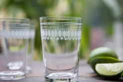 Crystal Tumblers with Ovals Design, Set of Six
