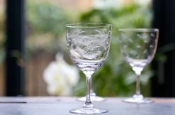 Crystal Wine Glasses with Fern Design