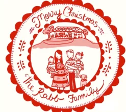 Custom Christmas Sticker Gift Tags - House and Family