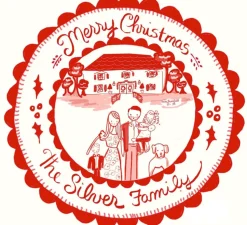 Custom Christmas Sticker Gift Tags - House and Family