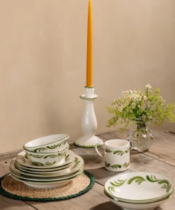 Daisy Candlestick in Leaf Green