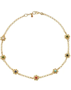Daisy Chain Necklace in Gold & Multi-Color
