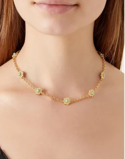 Daisy Chain Necklace in Gold & Turquoise
