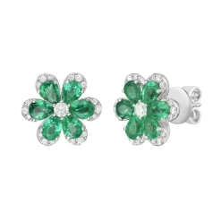 Daisy Emerald and Diamond Studs