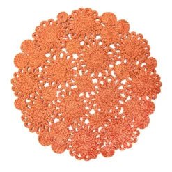 Daisy Jute 15" Round Placemat in Clementine, Set of 4