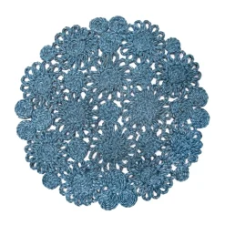 Daisy Jute 15" Round Placemat in Blue Jean, Set of 4