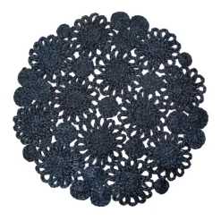 Daisy Jute 15" Round Placemat in Navy, Set of 4
