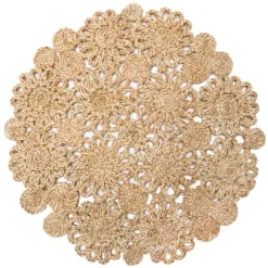 Daisy Jute 15" Round Placemat in Natural, Set of 4