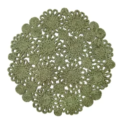Daisy Jute 15" Round Placemat in Green, Set of 4