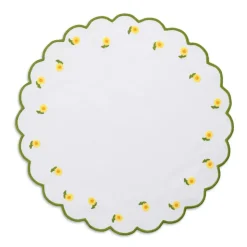 Daisy Placemat and Napkin Set in White