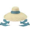 Daisy Sun Hat With French Blue Grosgrain Ribbon