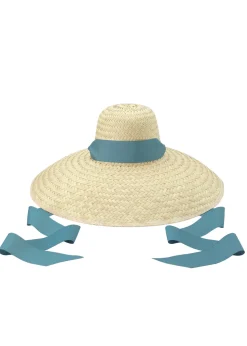 Daisy Sun Hat With French Blue Grosgrain Ribbon