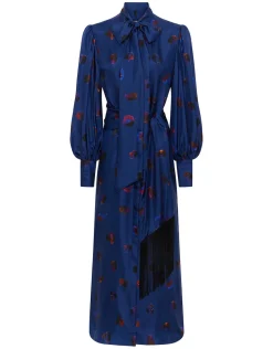 Dakota Twill Midi Dress in Petal Cloud Navy