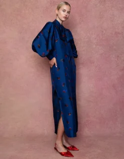 Dakota Twill Midi Dress in Petal Cloud Navy