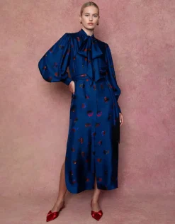 Dakota Twill Midi Dress in Petal Cloud Navy