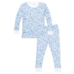 Dallas Fort Worth Two Piece Kids Pajamas in Stars at Night Blue