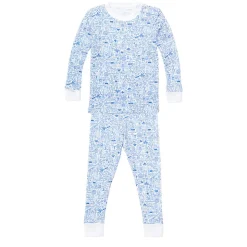 Dallas Fort Worth Two Piece Kids Pajamas in Stars at Night Blue