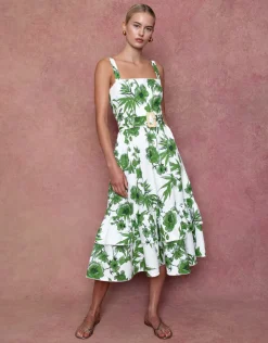 Dani Pique Midi Dress in Antigua Green