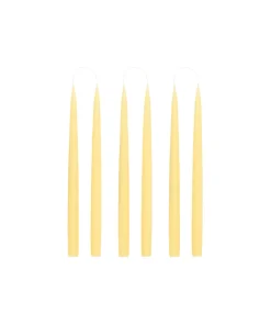 Danish Taper Candles in Pastel Yellow, Set of 6