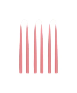 Danish Taper Candles in Rose, Set of 6