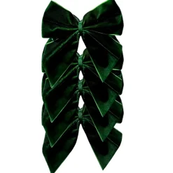 Dark Green Bow Velvet Napkin Ties, Set of 4