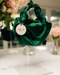 Dark Green NLA Silk Knot Bag