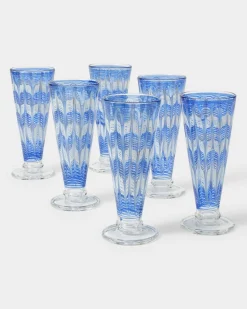 D’Ascoli Donatello Flute Glasses in Sapphire, Set of 6