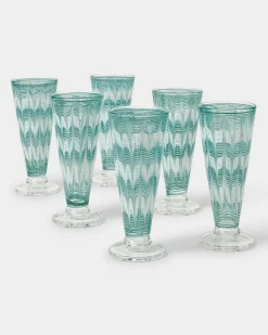 D’Ascoli Donatello Flute Glasses in Turquoise, Set of 6
