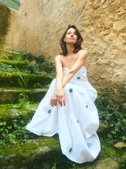 Days Gown in White with Painted Beads