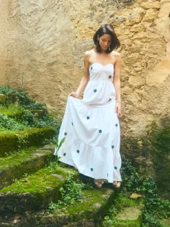 Days Gown in White with Painted Beads