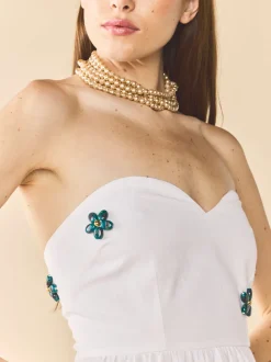 Days Gown in White with Painted Beads