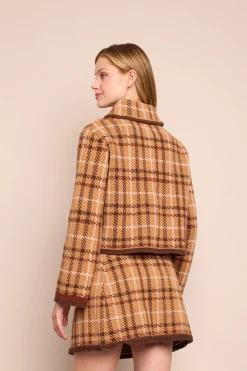 Delilah Cardigan in Camel Check