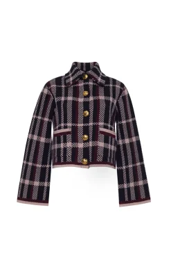 Delilah Cardigan in Navy Plaid