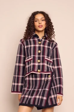 Delilah Cardigan in Navy Plaid