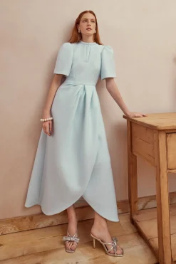 Delphine Dress Ice Blue Cloqué