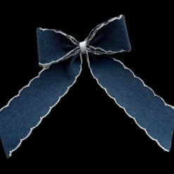 Denim Napkin Bow in Denim with White Scalloped Edge