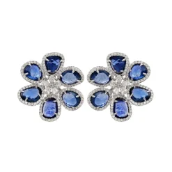 Desert Blooms Mariposa Blue Sapphire Stud Earrings