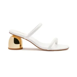 Dew Drop Mule in White Patent Leather