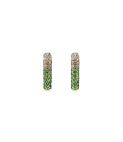 Diamond & Green Sapphire Oval Hoop Earrings