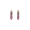 Diamond & Pink Sapphire Oval Hoop Earrings