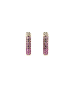Diamond & Pink Sapphire Oval Hoop Earrings