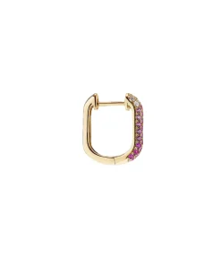 Diamond & Pink Sapphire Oval Hoop Earrings
