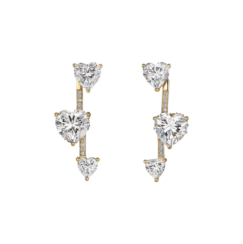 Diamond Heart Pendulum Earrings