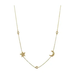 Diamond Star and Moon Necklace