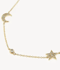 Diamond Star and Moon Necklace