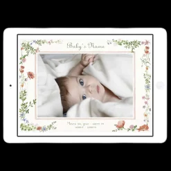 Digital Wild Blooms Birth Announcement with Photo