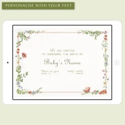 Digital Wild Blooms Birth Announcement with Photo