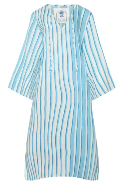 Doha Caftan in Aqua Stripe