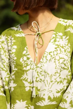 Doha Caftan in Green Bouquet